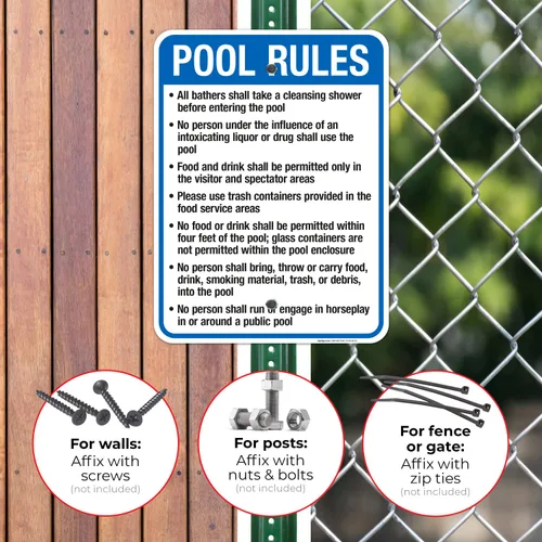 Vista 4 de New Mexico Pool Rules Sign, Complies with State of New Mexico Pool Safety