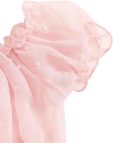 Vista 3 de SheIn Conjunto de lencería de malla Dobby con ribete de volantes para mujer, brasier sexy y braga
