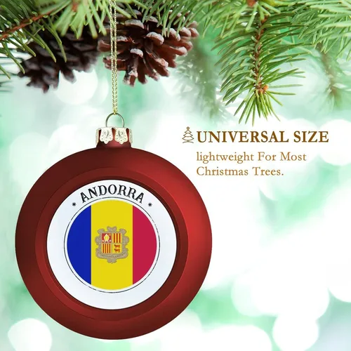 Vista 3 de Adorno de bola de Navidad de Andorra, bandera de Andorra, bandera de las naciones, adornos colgantes, recuerdo, regalo para árbol de Navidad