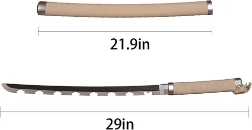 Vista 2 de SV Espada de anime hecha a mano para cosplay, Hashibira Inosuke, espada Katana de 31 pulgadas, regalos coleccionables