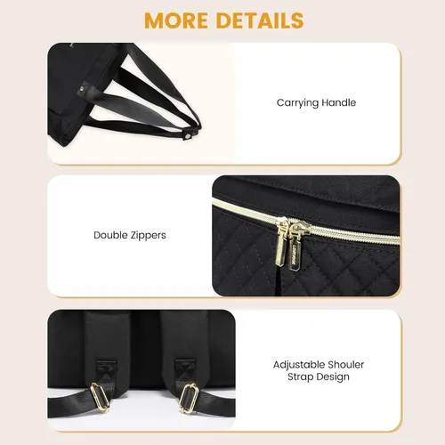 Vista 7 de LOVEVOOK Mochila para pañales con bolsillos aislados, bolsa de bebé para niñas y niños con cambiador, bolsa de pañales grande con funda para Negro