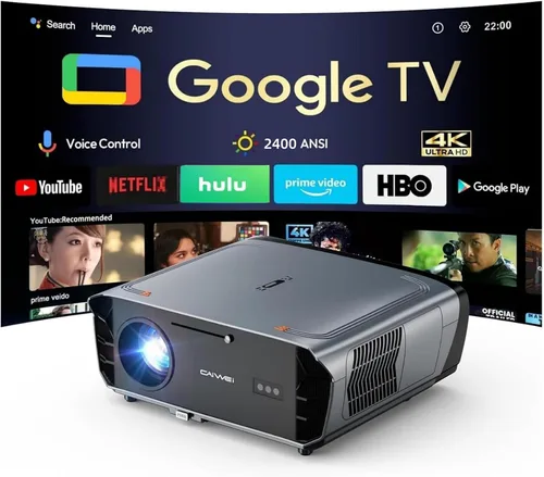 Vista 14 de 4K Daylight Projector Google TV, 2300 ANSI Smart Projector, WiFi 6, Bluetooth, NFC Wireless Casting, Low Latency Gaming, Auto Focus, HDMI ARC, Dolby