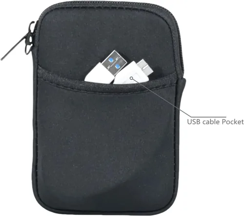 Vista 2 de AF-WAN Funda para disco duro externo de 2.5 pulgadas, bolsa de almacenamiento impermeable y a prueba de golpes para el hogar, la oficina y la Negro