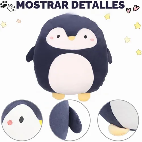 Vista 6 de Almohada de peluche suave para niños, regalo para cumpleaños, San Valentín, Navidad., Pingüino, Marino Pingüino B-negro