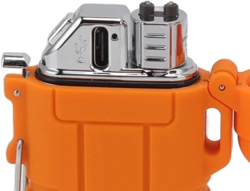 Vista 9 de Encendedor eléctrico USB portátil, reutilizable, de doble arco, recargable por USB, manguera retráctil resistente al viento, IPX7, impermeable