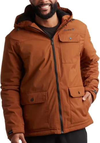 Vista 7 de Hurley Chaqueta de Invierno para Hombre - Parka Cálida con Cremallera y Capucha, Forrada de Sherpa, con Múltiples Bolsillos (Tallas S-XL)