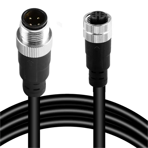 Vista 12 de Cable conector hembra doble M12 de 4 pines – Cable de extensión de sensor impermeable industrial, cable de señal seguro codificado A