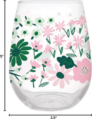 Vista 3 de Slant Collections Copa de vino sin tallo, 20 onzas, floral