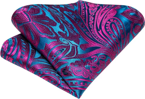 Vista 228 de Hi-Tie Corbatas de seda para hombre, diseño de cachemira a rayas, con bolsillo, gemelos cuadrados, conjunto formal de negocios
