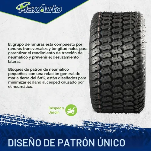 Vista 4 de MaxAuto 16x7.50-8 16x7.5x8 Neumático para cortacésped Turf Saver 4 capas, juego de 2