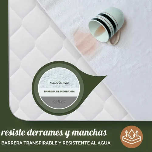 Vista 2 de Beckham Hotel Collection Protector de colchón: mezcla de algodón de grado hotelero, protección impermeable silenciosa, diseño de bajo perfil que