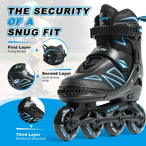 Vista 5 de PAPAISON Patines en línea para niños de 5 a 8 años, 8 a 12 años, tamaño ajustable, patines con cuchillas para principiantes para niños y jóvenes