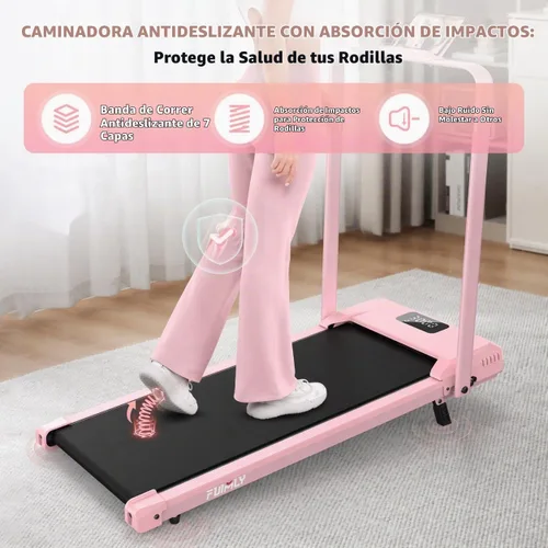 Vista 7 de FUNMILY Cinta de Correr Plegable con Almohadilla de Caminata Mejorada con Inclinación del 12%/15% y Barra de Manejo, Cintas de Correr Compactas