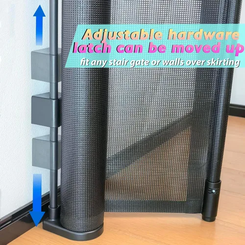 Vista 3 de Puertas retráctiles para bebés para escaleras, puerta de bebé de 55 pulgadas de ancho, puerta para perros, puerta retráctil para mascotas de 41 Negro