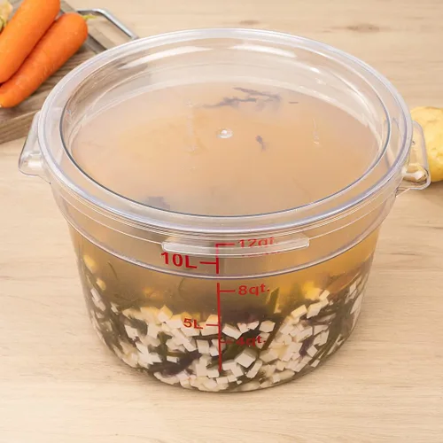 Vista 4 de Restaurantware Met Lux - Contenedor de almacenamiento de alimentos de 12 cuartos de galón, 1 recipiente redondo de almacenamiento comercial, tapa se