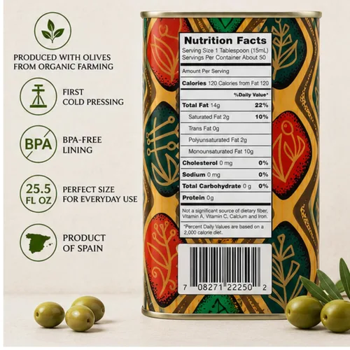 Vista 2 de Zoe, Aceite de oliva virgen extra orgánico, 25.5 onzas