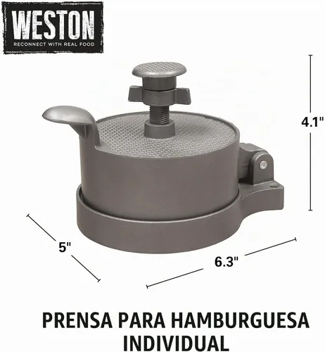 Vista 7 de Prensa para hamburguesas Weston, única y antiadherente, Sencillo, talla única , Gris
