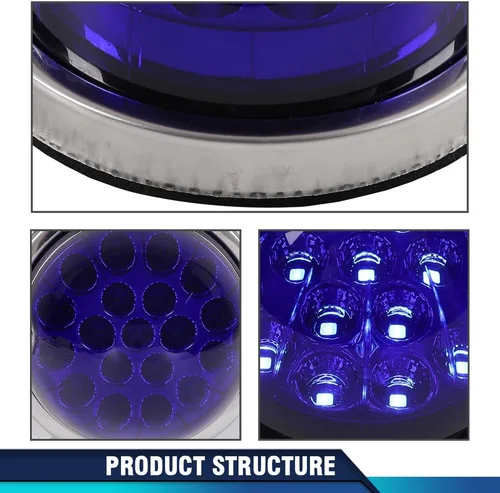 Vista 3 de PIT66 Lente transparente Luz LED azul Sandía (19 LED) Marcador de luz intermitente universal