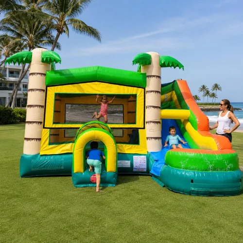 Vista 12 de TentandTable Tobogán acuático inflable para niños de 5 a 12 años, castillo animoso de grado comercial para adultos, casa de salto, incluye soplador