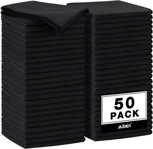 Vista 12 de AIDEA Paño de limpieza de microfibra negro, 20 unidades, toallas de microfibra para automóviles, paños de automóvil de alta calidad, trapos