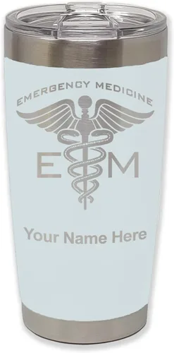 Vista 15 de LaserGram Vaso aislado al vacío de 20 onzas, medicina de emergencia, grabado personalizado incluido (gris) Engraved Gift for Doctors, Vacuum