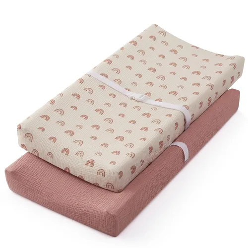 Vista 16 de Blissful Diary Funda de muselina para cambiador de pañales para bebés, algodón ultrasuave y transpirable, 2