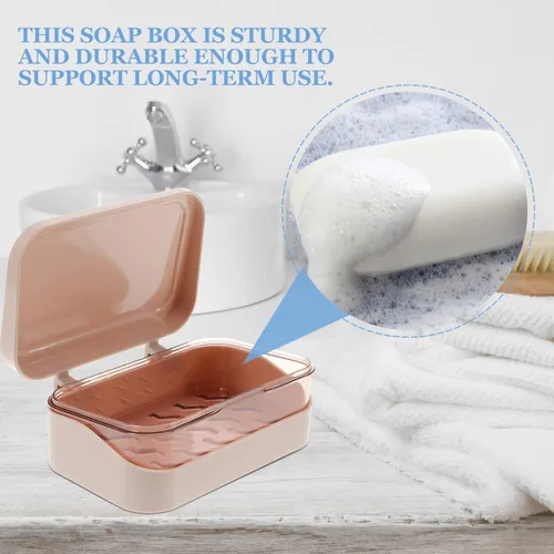 Vista 7 de DOITOOL Soporte para jabón con tapa, barra de jabón, contenedor y protector para baño, cocina, fregadero, ducha, bañera, caja abatible con drenaje