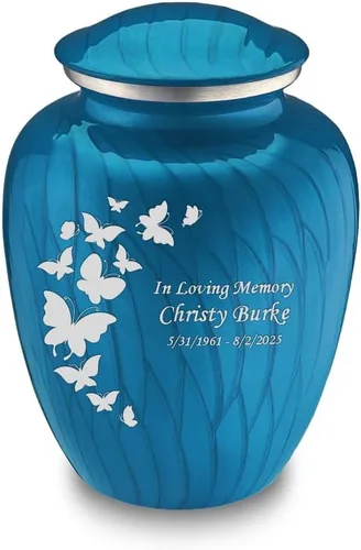 Vista 27 de Geturns Embrace Pequeñas Urnas Personalizadas de Mariposa para Cremación de Cenizas Humanas Urnas Funerarias Negras para Hombres y Mujeres 20 kg
