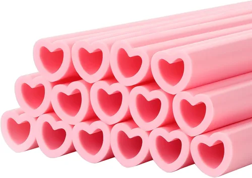 Vista 8 de Jutom Paquete de 25 pajitas en forma de corazón de San Valentín de 9.8 pulgadas reutilizables de silicona con 2 cepillos de limpieza para regalos