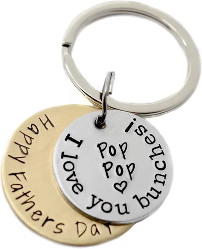 Vista 4 de Personalized Father's Day Keychain - Gift for Dad or Grandpa - Mixed Metal Key Chain