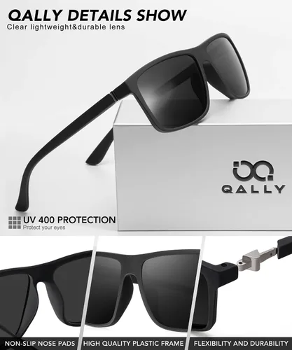 Vista 3 de Gafas de sol polarizadas para hombre, marco rectangular, gafas de sol polarizadas para hombre, gafas de sol deportivas con protección UV400