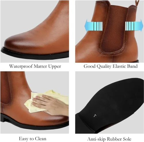Vista 4 de MEMON Botas Chelsea para mujer, botines de tacón bajo para mujer, estilo casual, cómodo, negro, botines al tobillo