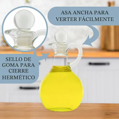 Vista 7 de Cornucopia Brands Vinagre y vinagre de vidrio (juego de 2); dispensadores de aceite redondos de 8 onzas/botellas de aderezo para ensaladas