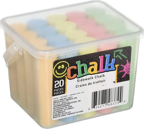 Vista 3 de Chalk Sidewalk - 20 tizas de 5 colores, Rojo, naranja, amarillo, verde, azul. Paquete de 1