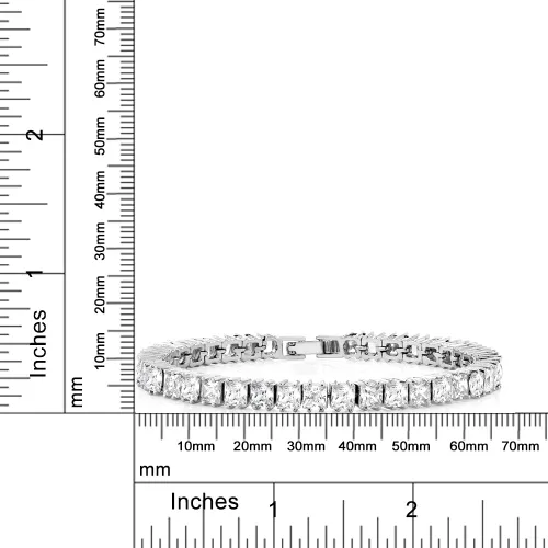 Vista 3 de Gem Stone King Pulsera de tenis clásica de circonita cúbica de corte princesa para mujer