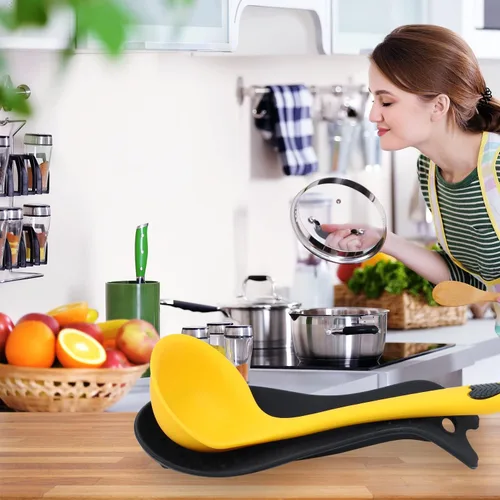 Vista 3 de MSY BIGSUNNY Soporte de cuchara de silicona para la parte superior de la estufa, soporte de cuchara resistente al calor, soporte para utensilios
