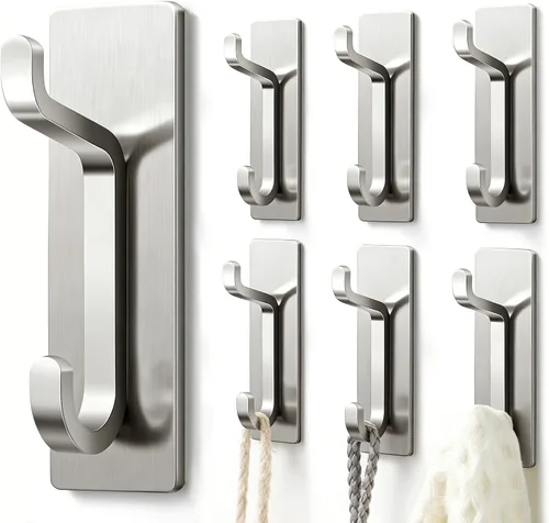 Vista 15 de Ganchos de pared autoadhesivos para colgar: extra fuertes 13 libras, gancho para abrigo, toalla en baños, ducha, cocina, pared, gancho de puerta