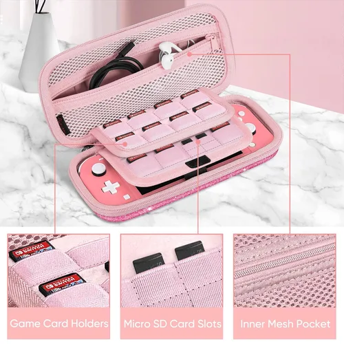 Vista 3 de FINTIE Carrying Case for Nintendo Switch Lite 2019, [Shockproof] Hard Shell Protective Cover Travel Bag with Game Card & Micro SD Card Slots for