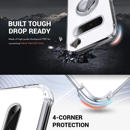Vista 3 de Silverback - Carcasa transparente para LG V60 ThinQ con soporte de anillo TPU suave protector, parachoques amortiguador, a prueba de golpes