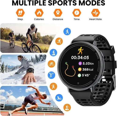 Vista 6 de Relojes inteligentes para hombres y mujeres GPS, reloj inteligente con pantalla AMOLED de 1.43 pulgadas, brújula de relojes inteligentes, compatible