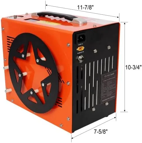 Vista 3 de Compresor de aire PCP, 4500 PSI/30 Mpa compresor portátil de pistola de aire PCP con convertidor de potencia integrado, parada automática