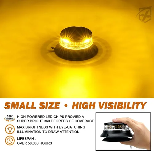 Vista 2 de Xprite Luz de Baliza LED Giratoria, Luces Estroboscópicas Súper Brillantes de 4.5 Pulgadas para Montacargas con Base Magnética para Camión