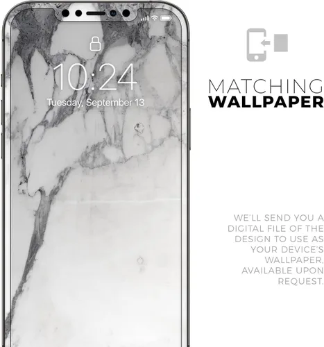 Vista 6 de DesignSkinz Kit de calcomanías de cuerpo completo compatible con iPhone 15 Plus, superficie de mármol blanco y gris V3