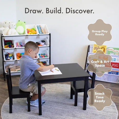 Vista 6 de Humble Crew Juego de mesa y silla para niños pequeños, muebles de actividades de madera Sturdy 5 piece playroom or bedroom desk, perfect size for