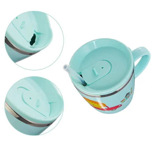 Vista 3 de Tazas Vasos para Bebés y Niños Pequeños Taza con Boquilla de Aprendizaje Entrenadora para Leche Café Chocolate Caliente Taza Entrenadora con Pajita
