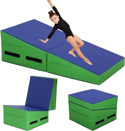 Vista 8 de Colchoneta de gimnasia para acrobacias, plegable, con superficie de piel sintética antideslizante y asas, alfombrillas para gimnasia para el hogar