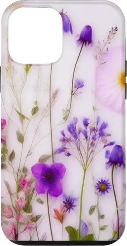 Vista 12 de iPhone 14 Mezcla de flores silvestres ramo floral patrón púrpura caso