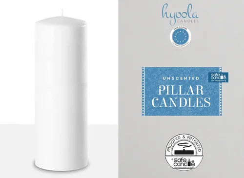 Vista 5 de Hyoola Velas de pilar blancas de 2 x 8 pulgadas, paquete de 4 velas de pilar sin perfume, hechas en Europa