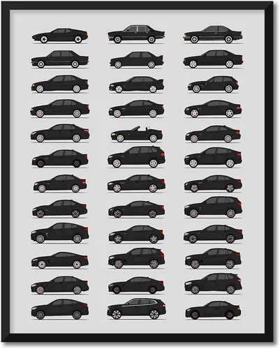 Vista 18 de Custom Car Posters Póster hecho a mano compatible con BMW M Car Poster Print Wall Art Decor of all BMW M Power Cars M3, M4, M5, M2, M6, M1 y más