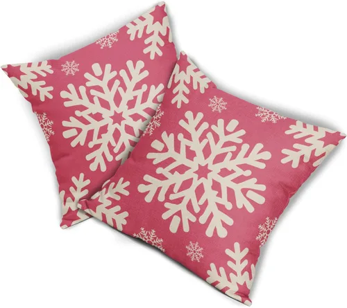 Vista 17 de Fundas de almohada decorativas de Navidad negras 40x40 cm con copos de nieve blancos de Navidad, juego de 2, temática rústica de invierno